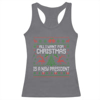 All I Want For Christmas Is A New President Racerback Tank Top Funny Xmas Political Satire - Wonder Print Shop