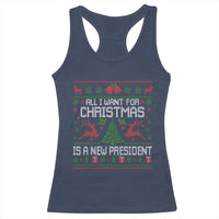 All I Want For Christmas Is A New President Racerback Tank Top Funny Xmas Political Satire - Wonder Print Shop