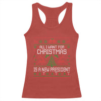 All I Want For Christmas Is A New President Racerback Tank Top Funny Xmas Political Satire - Wonder Print Shop