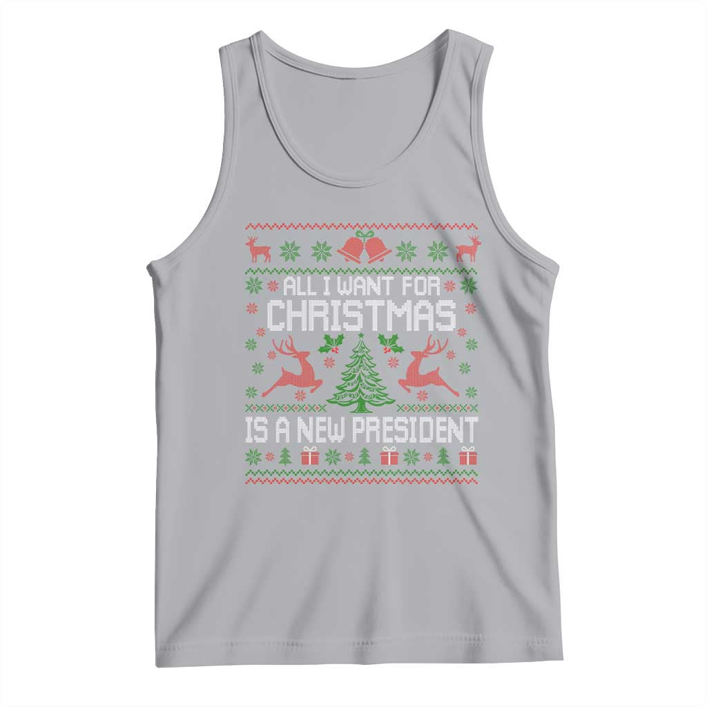 All I Want For Christmas Is A New President Tank Top Funny Xmas Political Satire - Wonder Print Shop