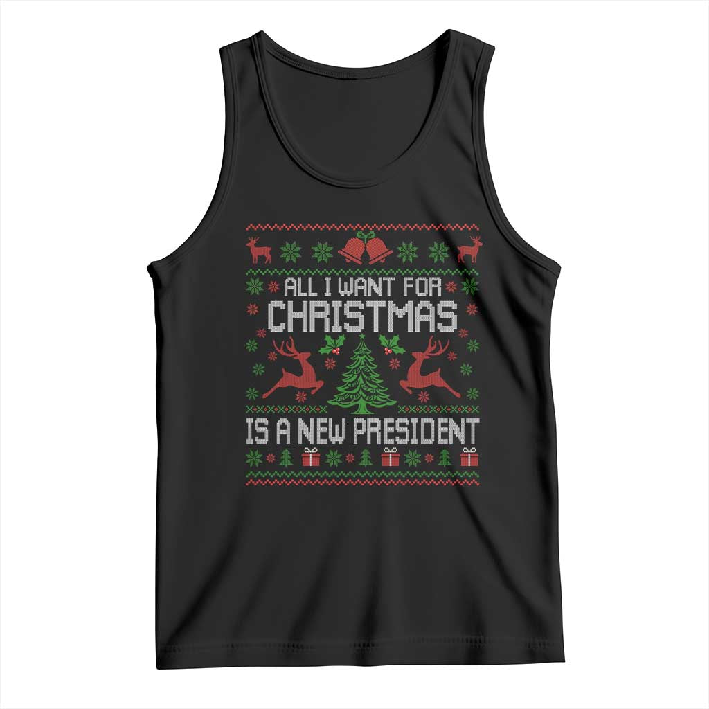 All I Want For Christmas Is A New President Tank Top Funny Xmas Political Satire - Wonder Print Shop