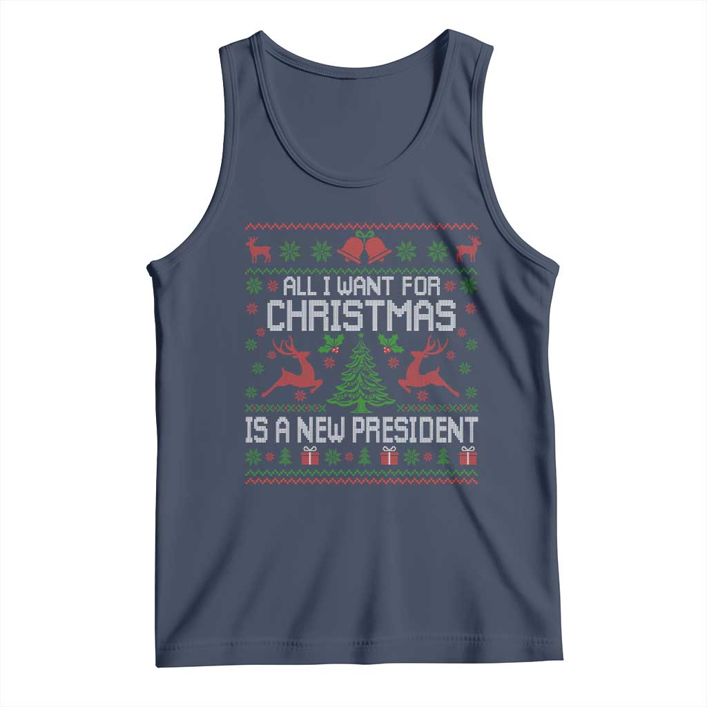 All I Want For Christmas Is A New President Tank Top Funny Xmas Political Satire - Wonder Print Shop