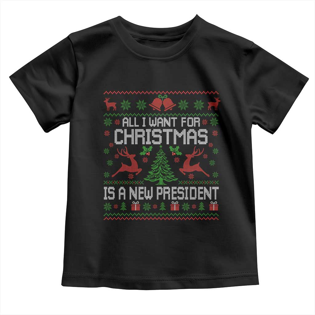 All I Want For Christmas Is A New President Toddler T Shirt Funny Xmas Political Satire - Wonder Print Shop