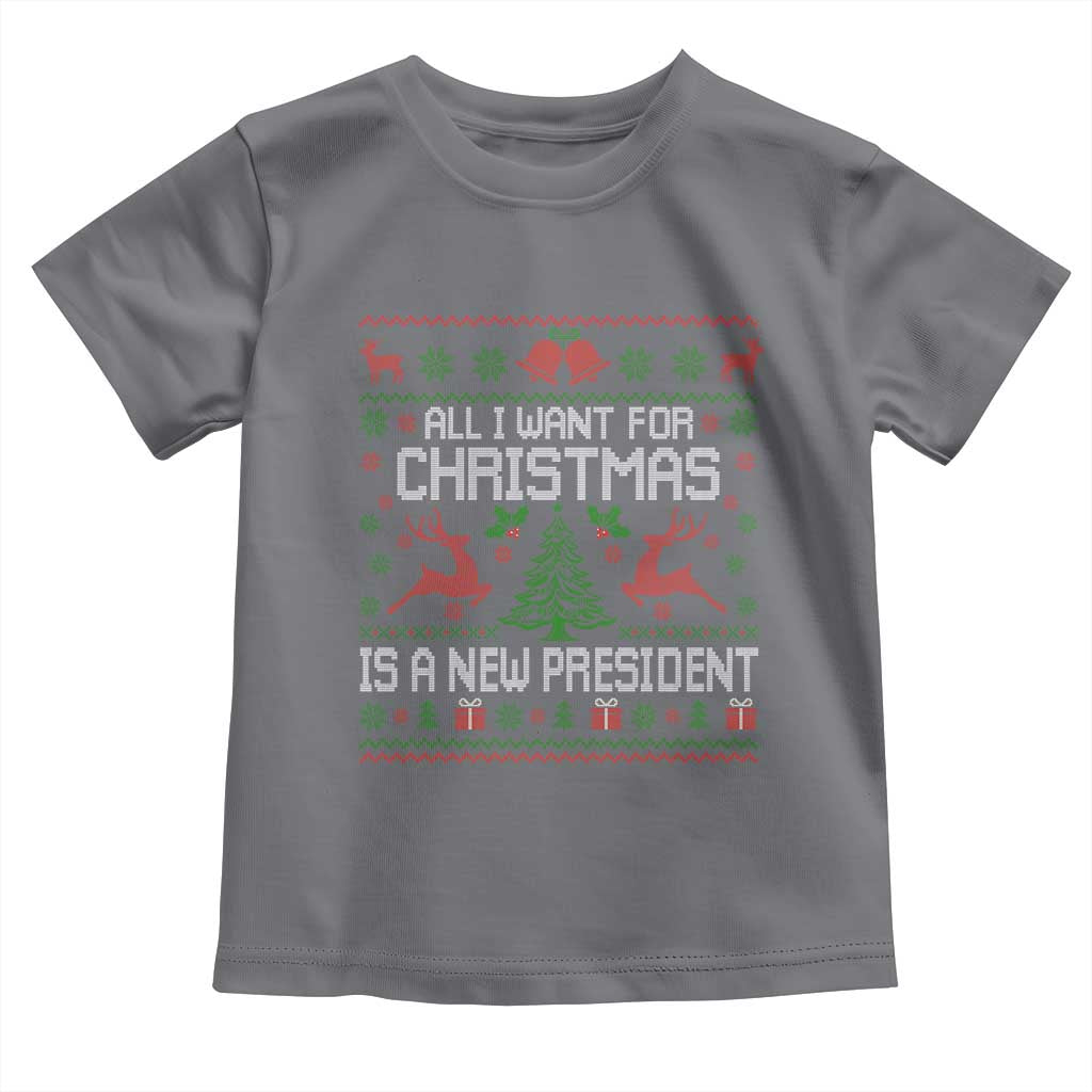 All I Want For Christmas Is A New President Toddler T Shirt Funny Xmas Political Satire - Wonder Print Shop