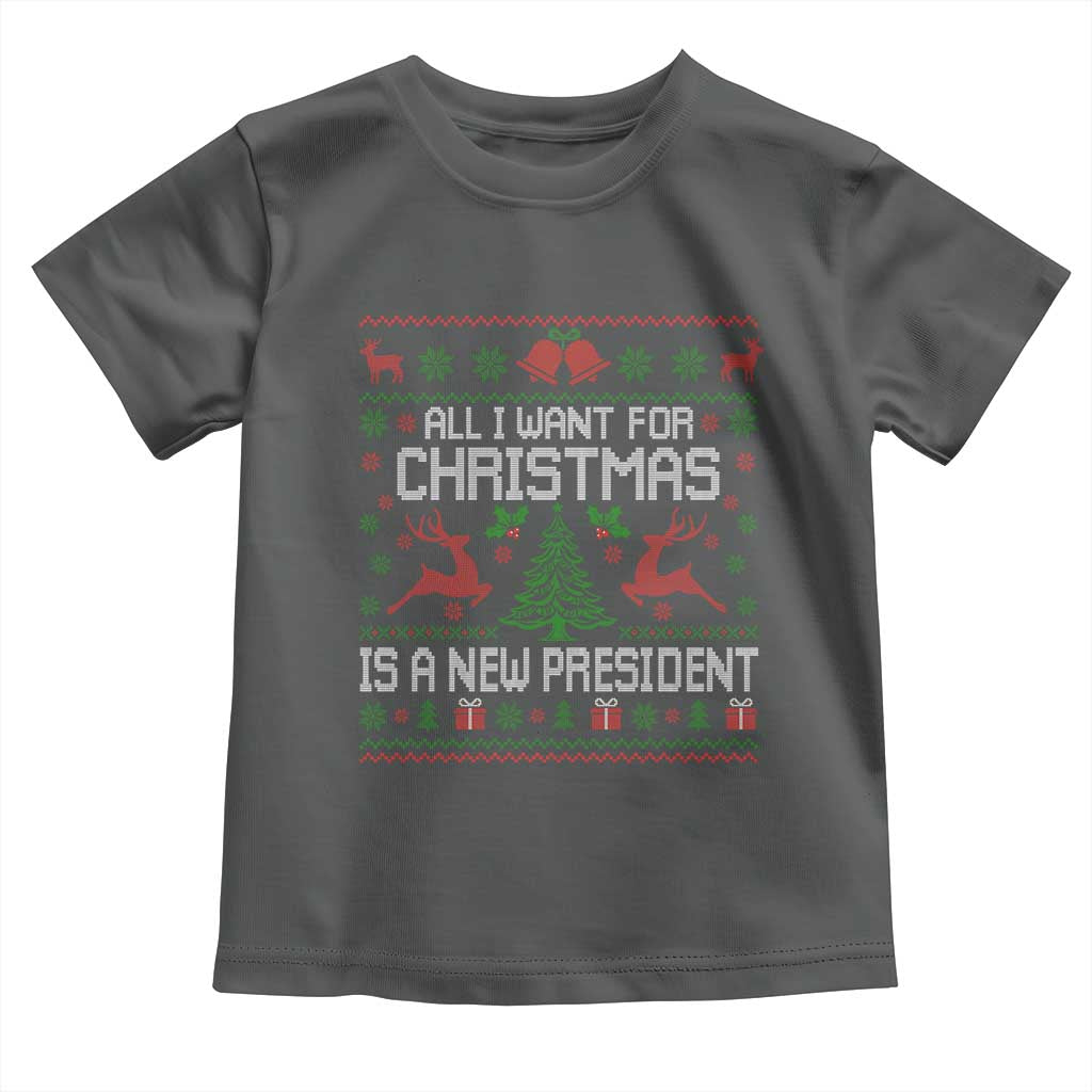 All I Want For Christmas Is A New President Toddler T Shirt Funny Xmas Political Satire - Wonder Print Shop