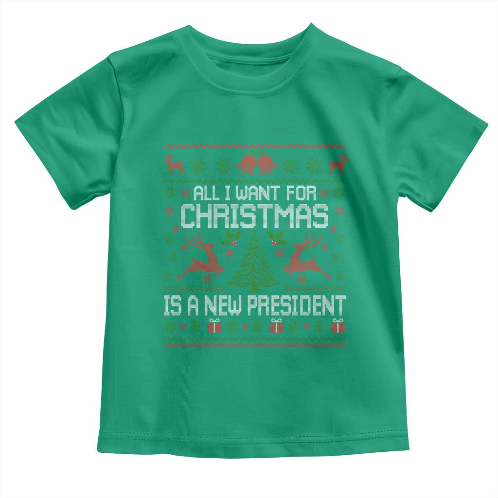 All I Want For Christmas Is A New President Toddler T Shirt Funny Xmas Political Satire - Wonder Print Shop