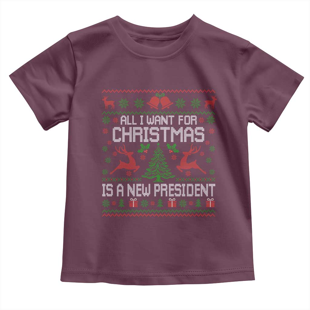 All I Want For Christmas Is A New President Toddler T Shirt Funny Xmas Political Satire - Wonder Print Shop