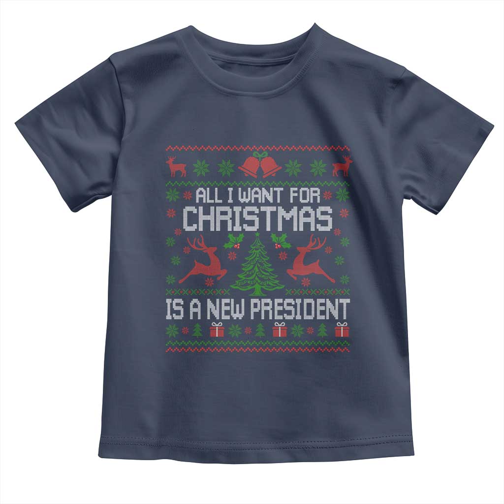 All I Want For Christmas Is A New President Toddler T Shirt Funny Xmas Political Satire - Wonder Print Shop