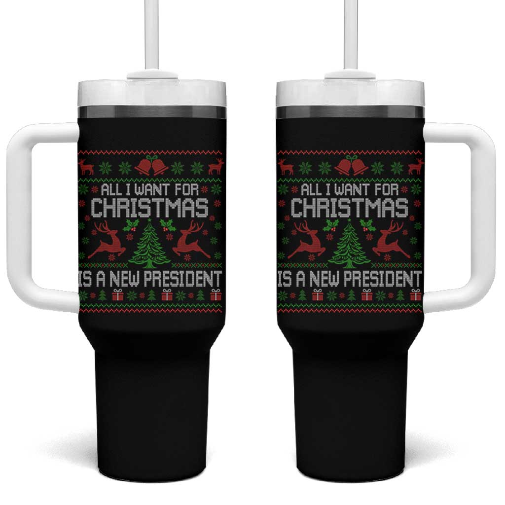 All I Want For Christmas Is A New President Tumbler With Handle Funny Xmas Political Satire - Wonder Print Shop