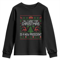 All I Want For Christmas Is A New President Youth Sweatshirt Funny Xmas Political Satire - Wonder Print Shop