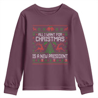 All I Want For Christmas Is A New President Youth Sweatshirt Funny Xmas Political Satire - Wonder Print Shop