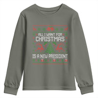 All I Want For Christmas Is A New President Youth Sweatshirt Funny Xmas Political Satire - Wonder Print Shop