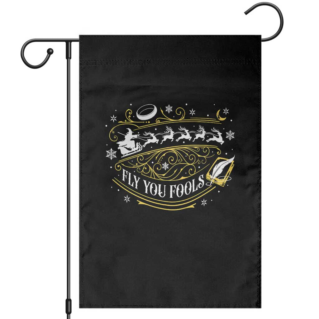 Funny Fly You Fools Christmas Garden Flag Fantasy Movie Wizard Santa Sleigh - Wonder Print Shop