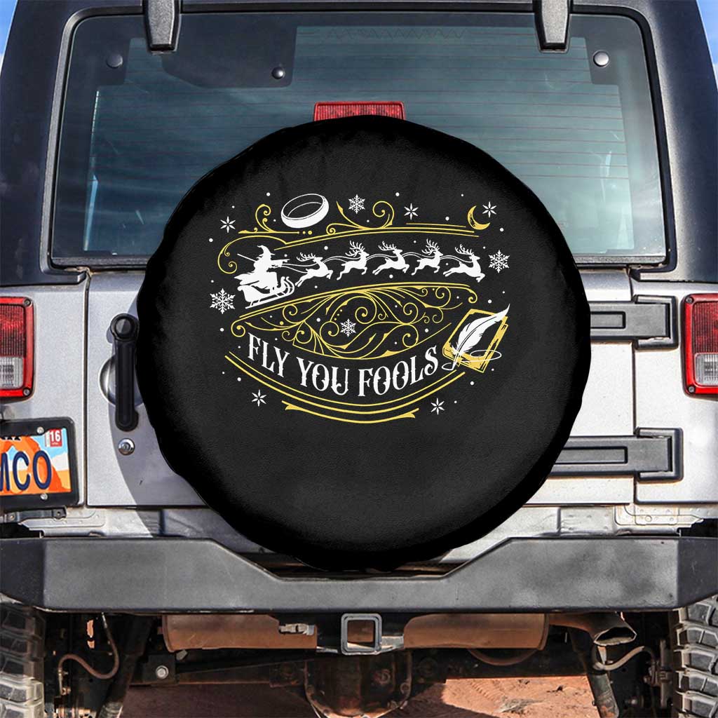 Funny Fly You Fools Christmas Spare Tire Cover Fantasy Movie Wizard Santa Sleigh - Wonder Print Shop