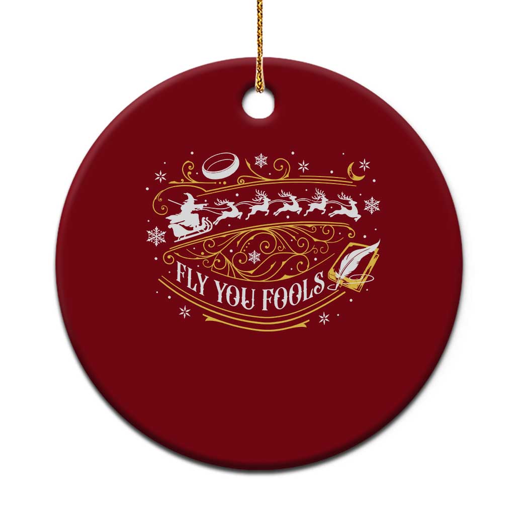 Funny Fly You Fools Christmas Ceramic Ornament Fantasy Movie Wizard Santa Sleigh - Wonder Print Shop