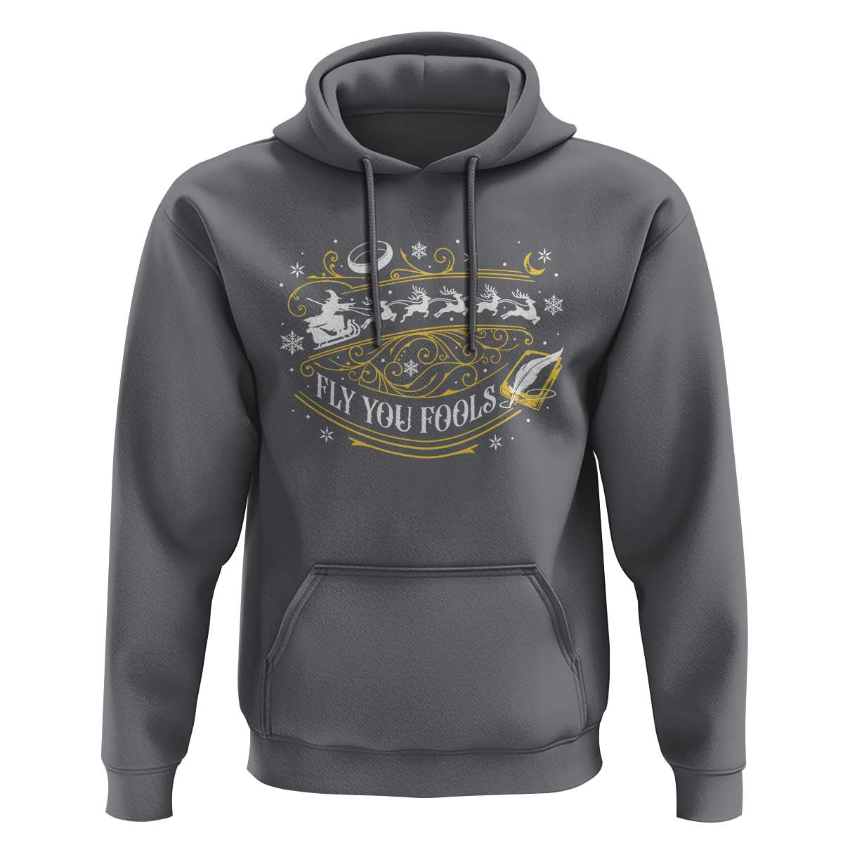 Funny Fly You Fools Christmas Hoodie Fantasy Movie Wizard Santa Sleigh - Wonder Print Shop