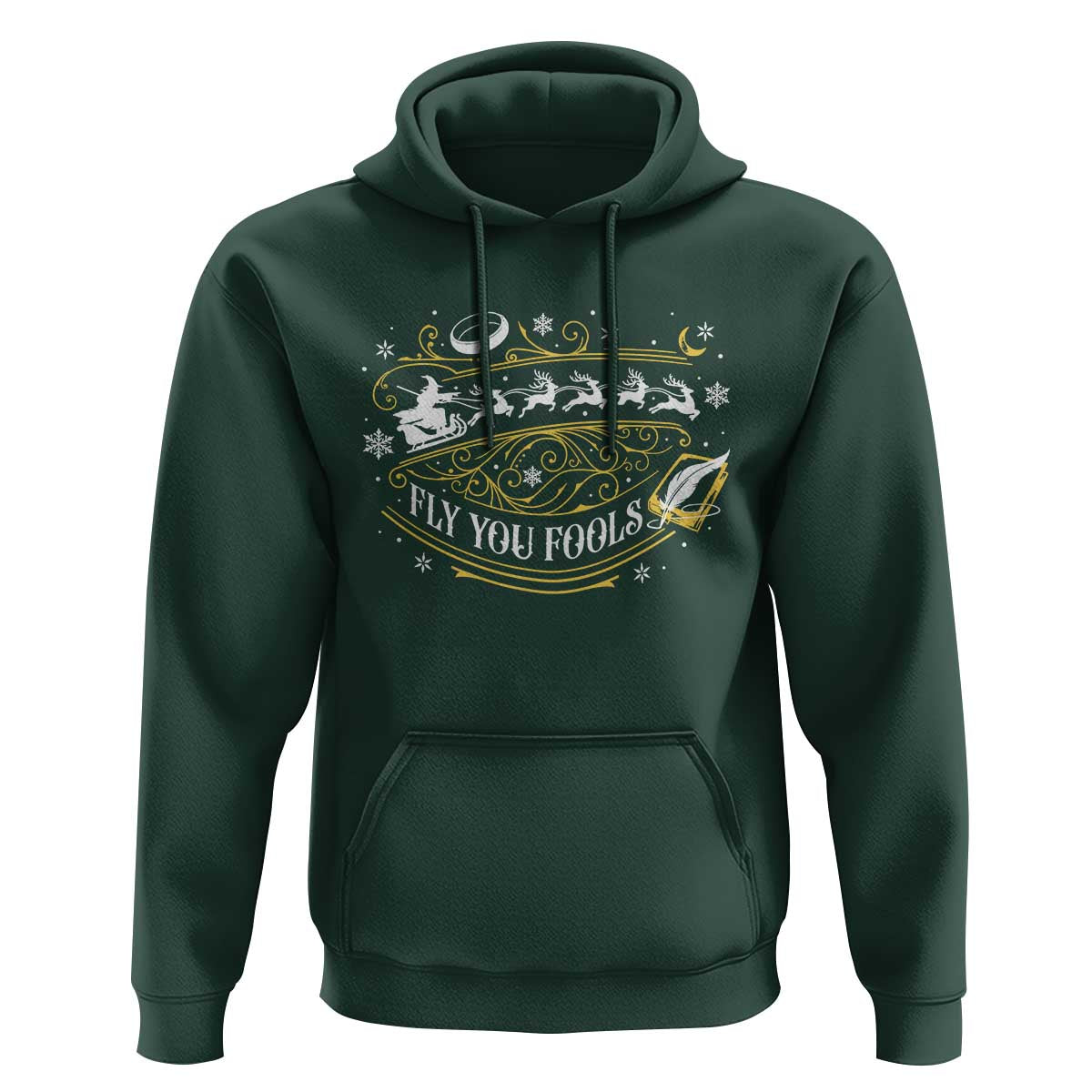 Funny Fly You Fools Christmas Hoodie Fantasy Movie Wizard Santa Sleigh - Wonder Print Shop