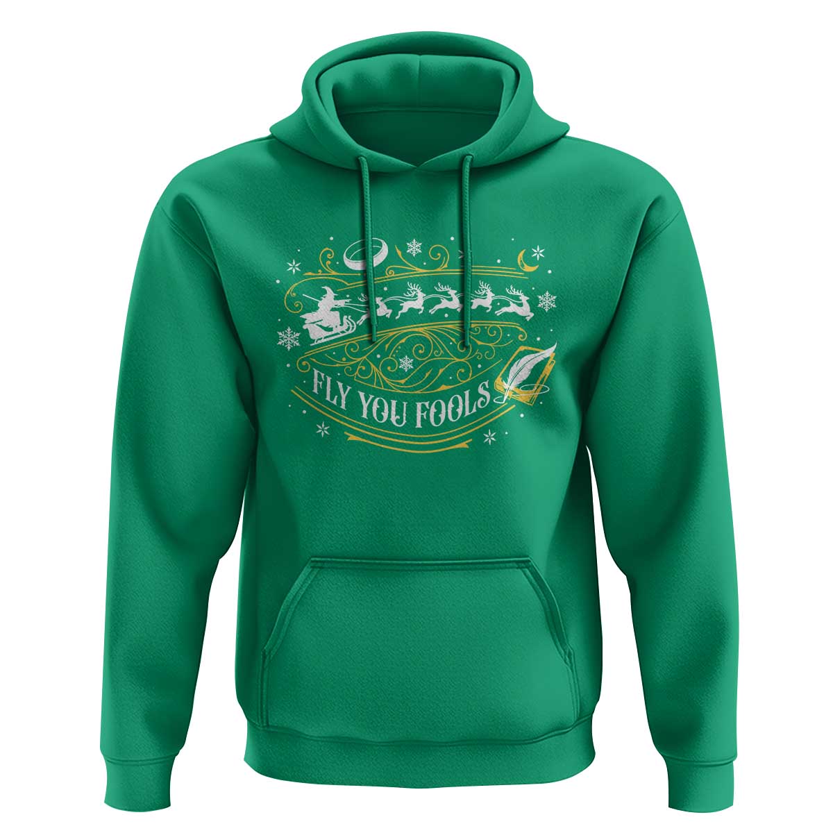 Funny Fly You Fools Christmas Hoodie Fantasy Movie Wizard Santa Sleigh - Wonder Print Shop