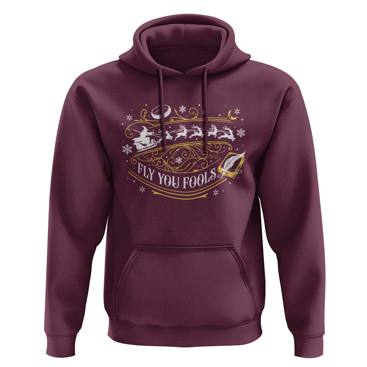 Funny Fly You Fools Christmas Hoodie Fantasy Movie Wizard Santa Sleigh - Wonder Print Shop