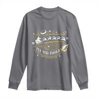 Funny Fly You Fools Christmas Long Sleeve Shirt Fantasy Movie Wizard Santa Sleigh - Wonder Print Shop