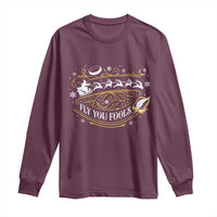 Funny Fly You Fools Christmas Long Sleeve Shirt Fantasy Movie Wizard Santa Sleigh - Wonder Print Shop