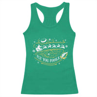 Funny Fly You Fools Christmas Racerback Tank Top Fantasy Movie Wizard Santa Sleigh - Wonder Print Shop