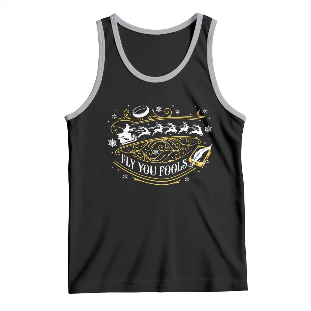 Funny Fly You Fools Christmas Tank Top Fantasy Movie Wizard Santa Sleigh - Wonder Print Shop