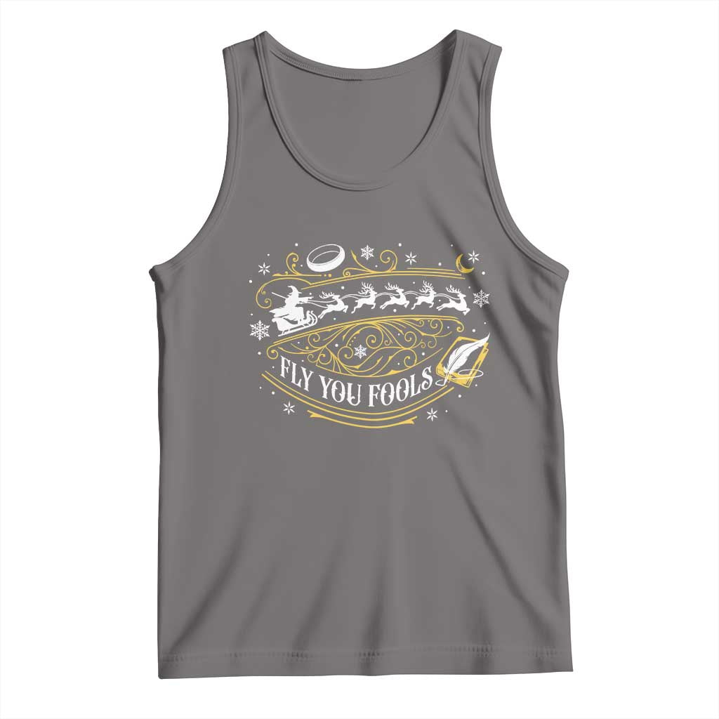 Funny Fly You Fools Christmas Tank Top Fantasy Movie Wizard Santa Sleigh - Wonder Print Shop