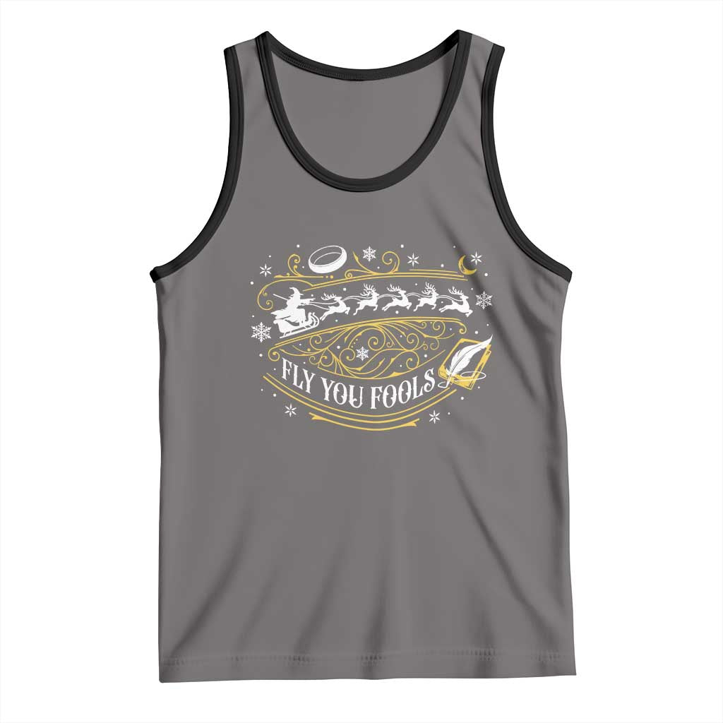 Funny Fly You Fools Christmas Tank Top Fantasy Movie Wizard Santa Sleigh - Wonder Print Shop