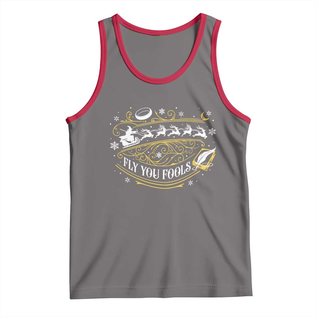 Funny Fly You Fools Christmas Tank Top Fantasy Movie Wizard Santa Sleigh - Wonder Print Shop