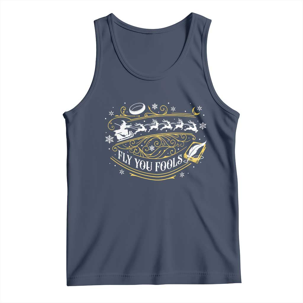 Funny Fly You Fools Christmas Tank Top Fantasy Movie Wizard Santa Sleigh - Wonder Print Shop
