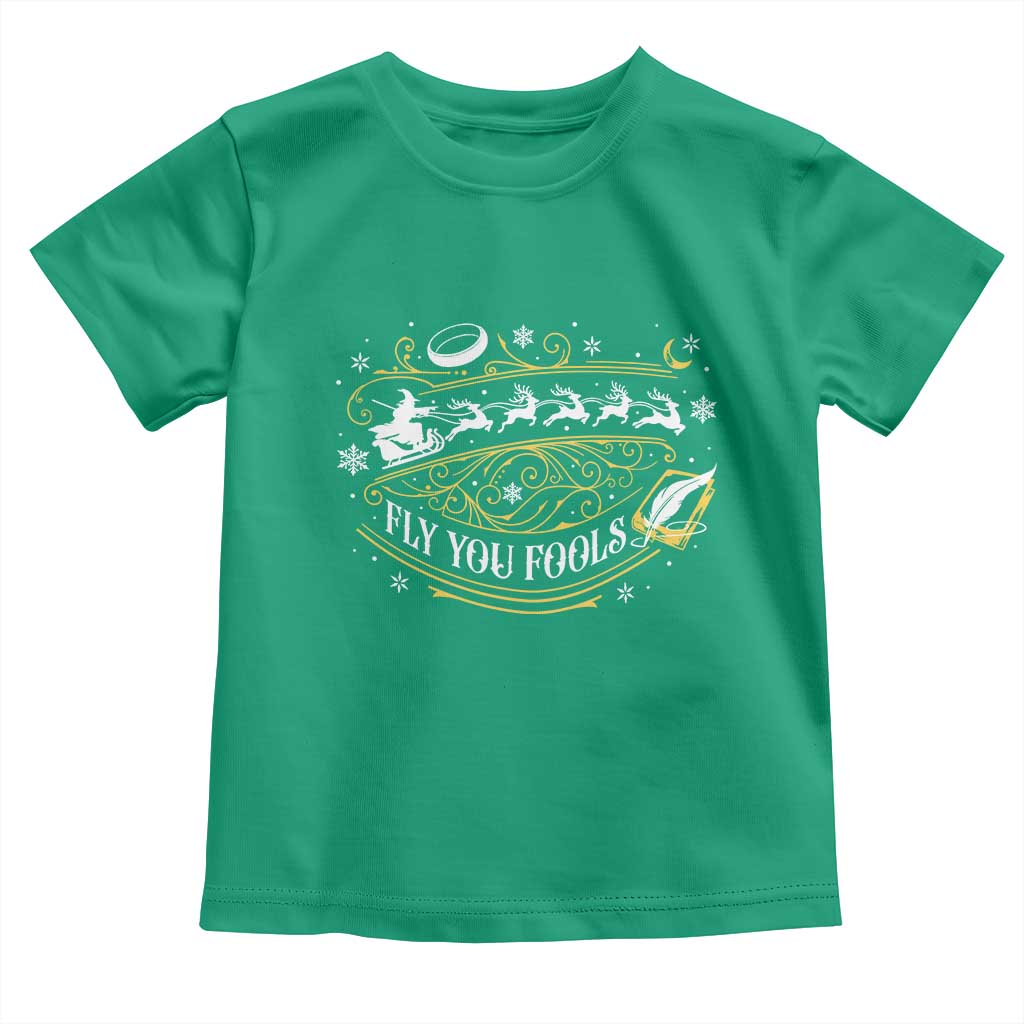 Funny Fly You Fools Christmas Toddler T Shirt Fantasy Movie Wizard Santa Sleigh - Wonder Print Shop