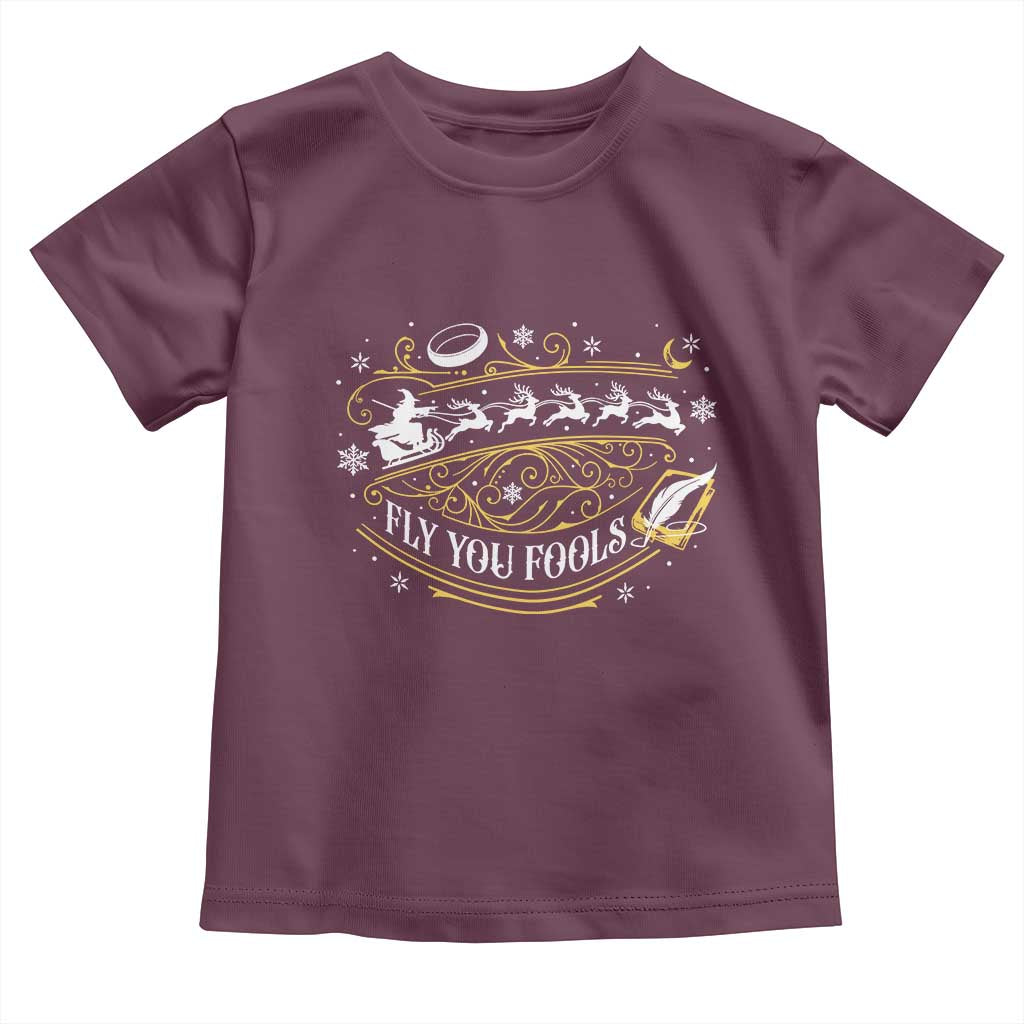 Funny Fly You Fools Christmas Toddler T Shirt Fantasy Movie Wizard Santa Sleigh - Wonder Print Shop