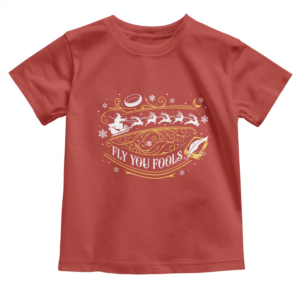 Funny Fly You Fools Christmas Toddler T Shirt Fantasy Movie Wizard Santa Sleigh - Wonder Print Shop