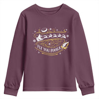 Funny Fly You Fools Christmas Youth Sweatshirt Fantasy Movie Wizard Santa Sleigh - Wonder Print Shop