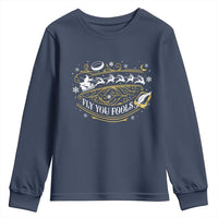 Funny Fly You Fools Christmas Youth Sweatshirt Fantasy Movie Wizard Santa Sleigh - Wonder Print Shop