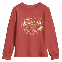 Funny Fly You Fools Christmas Youth Sweatshirt Fantasy Movie Wizard Santa Sleigh - Wonder Print Shop