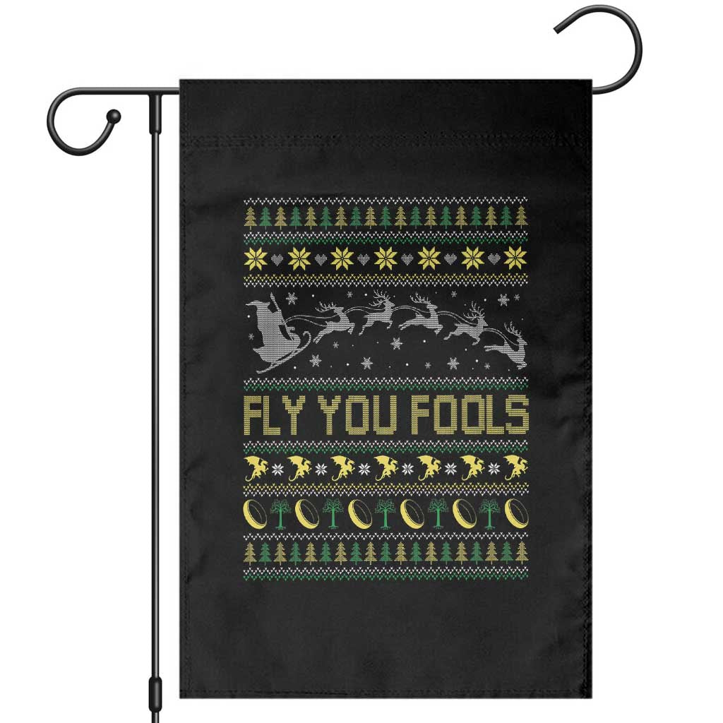 Funny Fly You Fools Christmas Garden Flag Fantasy Movie Xmas Wizard Santa - Wonder Print Shop