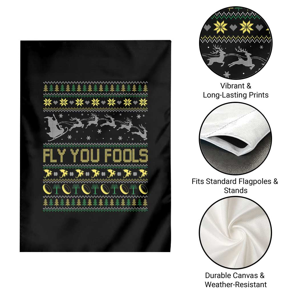 Funny Fly You Fools Christmas Garden Flag Fantasy Movie Xmas Wizard Santa - Wonder Print Shop