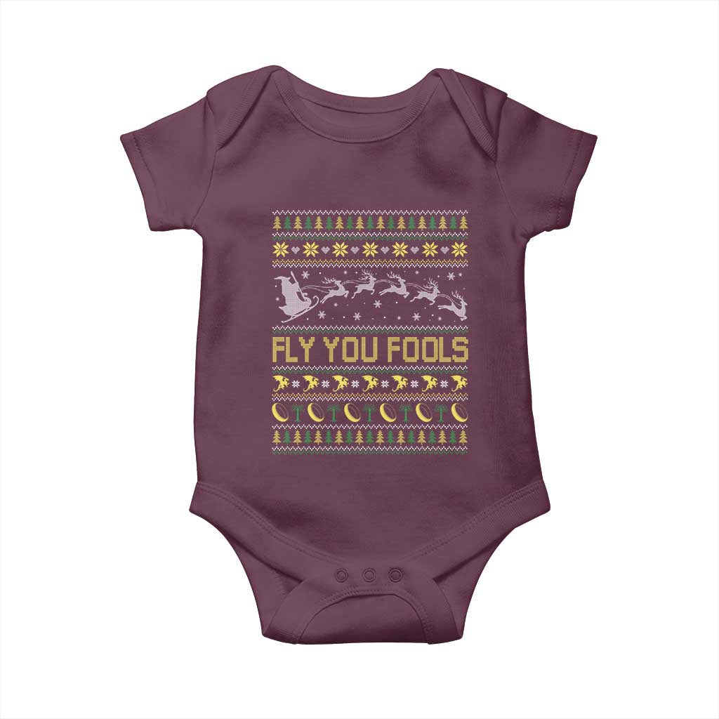 Funny Fly You Fools Christmas Baby Onesie Fantasy Movie Xmas Wizard Santa - Wonder Print Shop