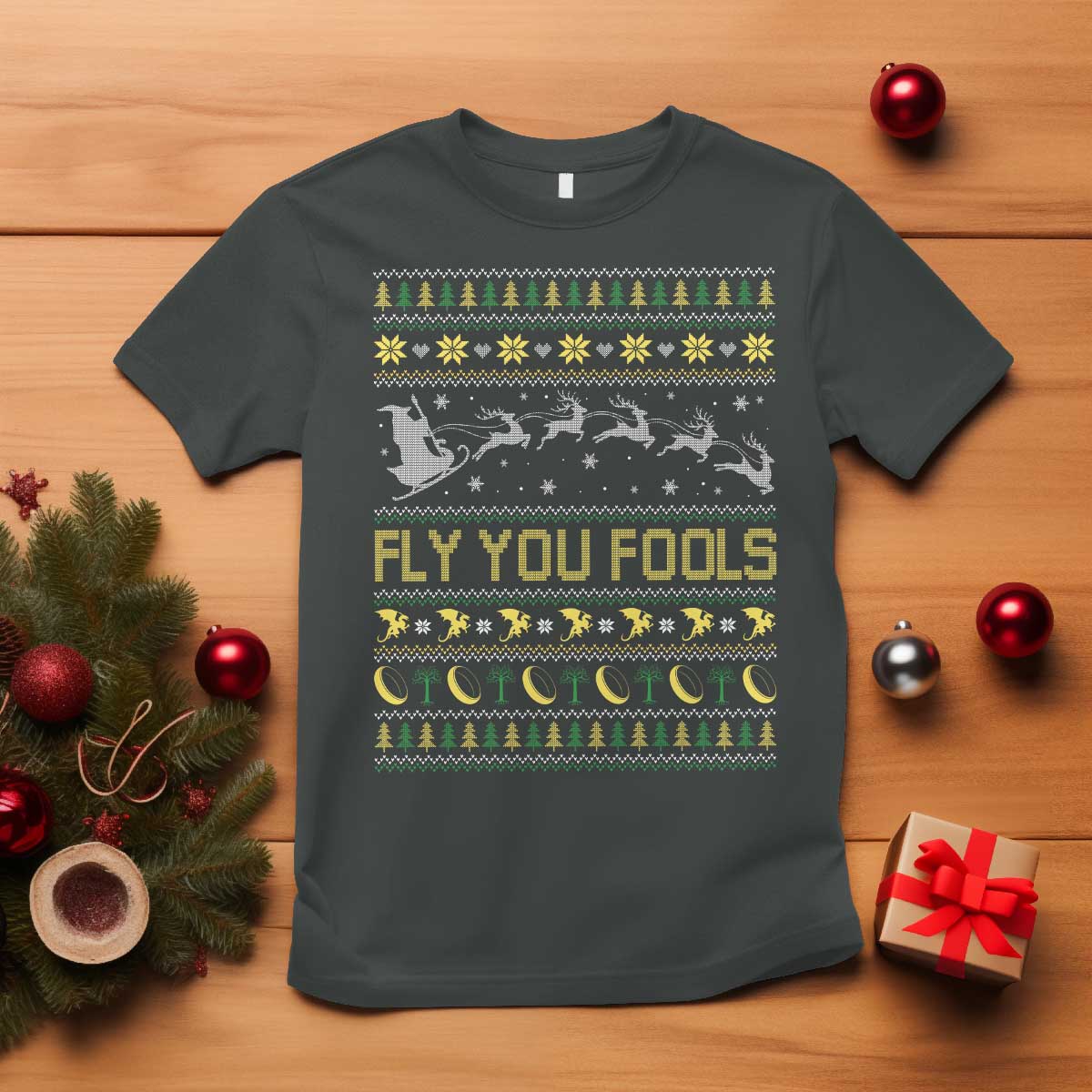 Funny Fly You Fools Christmas T Shirt Fantasy Movie Xmas Wizard Santa - Wonder Print Shop