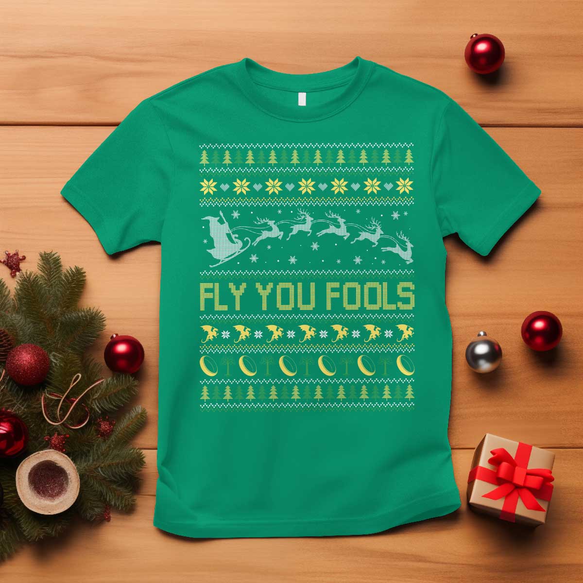 Funny Fly You Fools Christmas T Shirt Fantasy Movie Xmas Wizard Santa - Wonder Print Shop