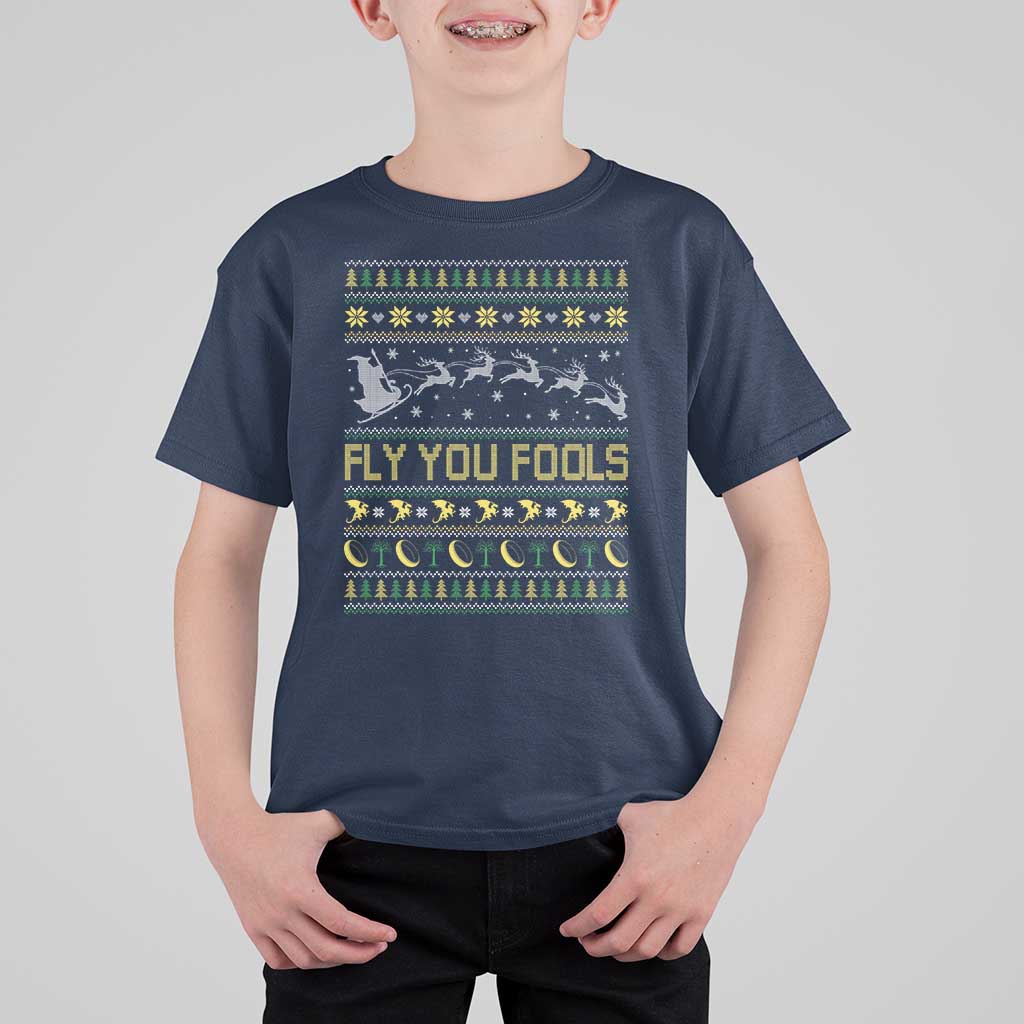 Funny Fly You Fools Christmas T Shirt For Kid Fantasy Movie Xmas Wizard Santa - Wonder Print Shop