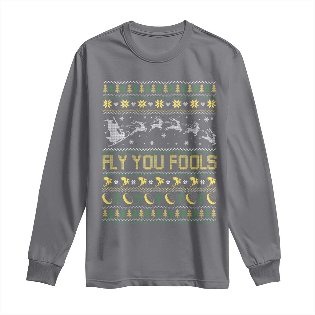 Funny Fly You Fools Christmas Long Sleeve Shirt Fantasy Movie Xmas Wizard Santa - Wonder Print Shop