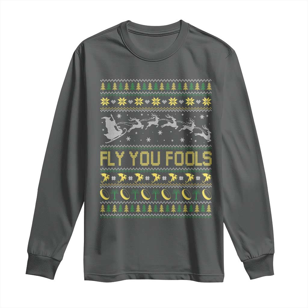 Funny Fly You Fools Christmas Long Sleeve Shirt Fantasy Movie Xmas Wizard Santa - Wonder Print Shop