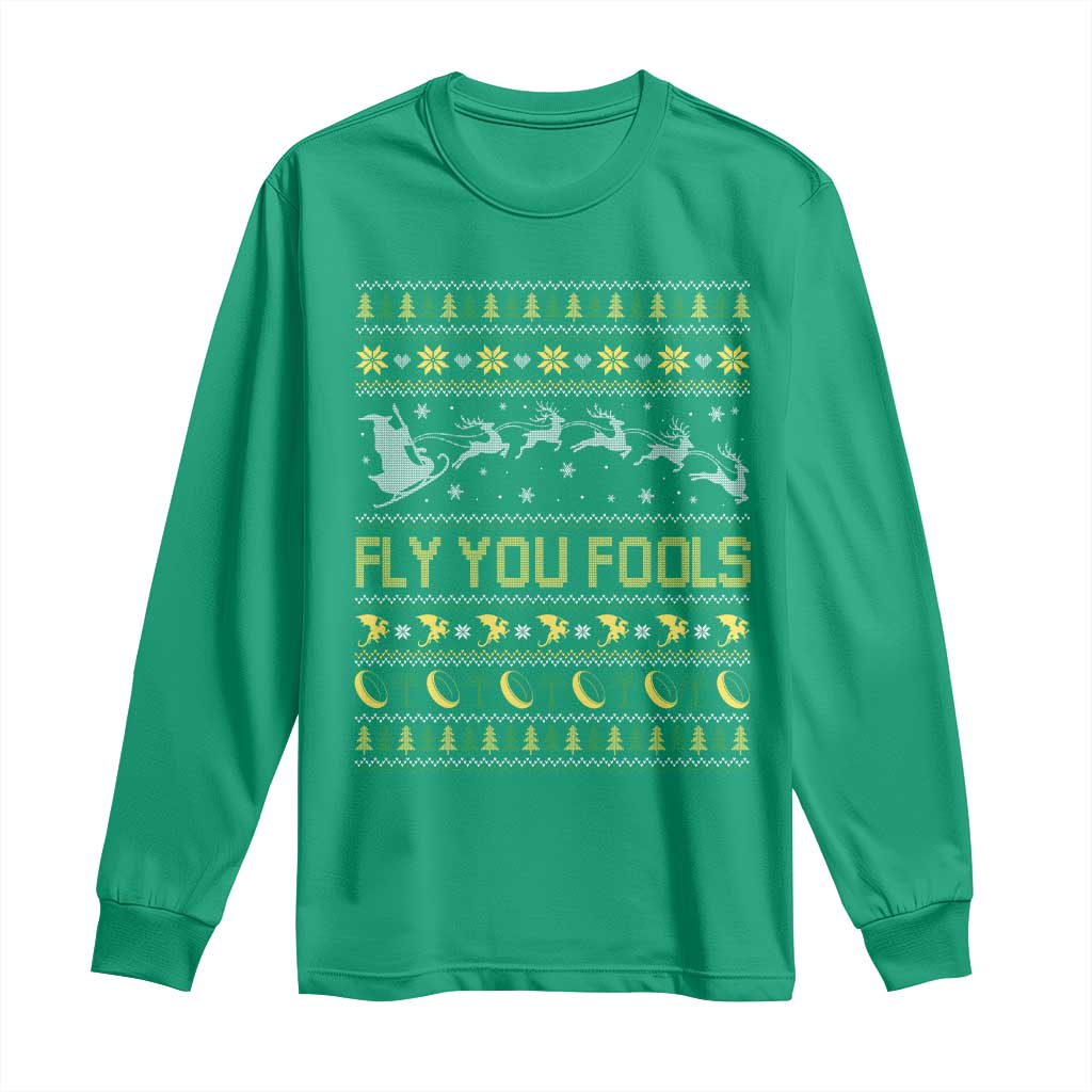 Funny Fly You Fools Christmas Long Sleeve Shirt Fantasy Movie Xmas Wizard Santa - Wonder Print Shop