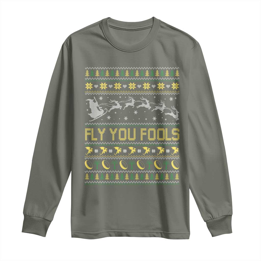 Funny Fly You Fools Christmas Long Sleeve Shirt Fantasy Movie Xmas Wizard Santa - Wonder Print Shop