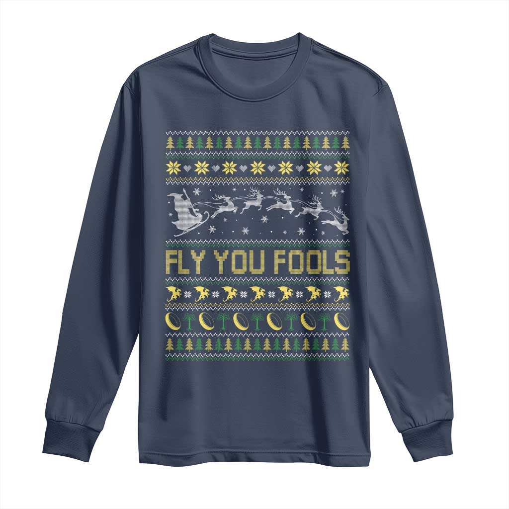 Funny Fly You Fools Christmas Long Sleeve Shirt Fantasy Movie Xmas Wizard Santa - Wonder Print Shop