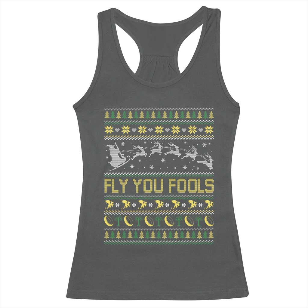 Funny Fly You Fools Christmas Racerback Tank Top Fantasy Movie Xmas Wizard Santa - Wonder Print Shop