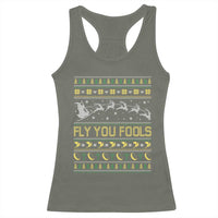 Funny Fly You Fools Christmas Racerback Tank Top Fantasy Movie Xmas Wizard Santa - Wonder Print Shop